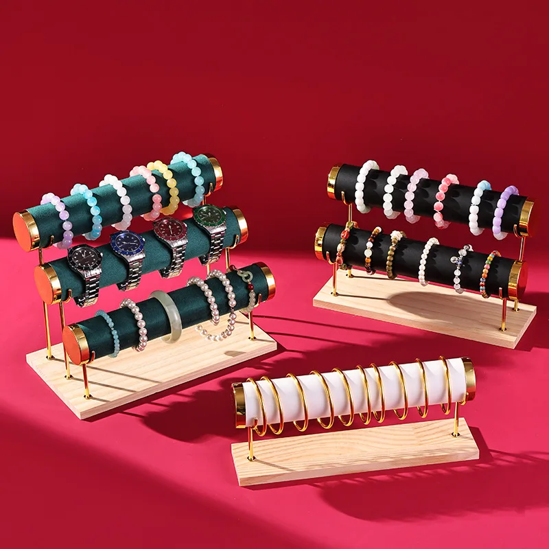 Supporto per braccialetti a 3 strati Espositore per braccialetti da banco Espositore per gioielli di lusso Scaffale per bracciali alla moda da donna