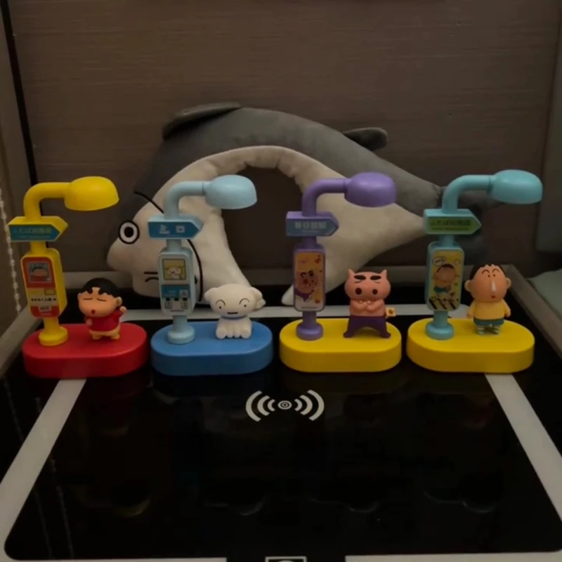 크레용 신짱 음성 제어 램프 블라인드 박스 음성 인식 야간 조명 USB 충전 귀여운 장난감 데스크탑 장식품 서프라이즈 선물