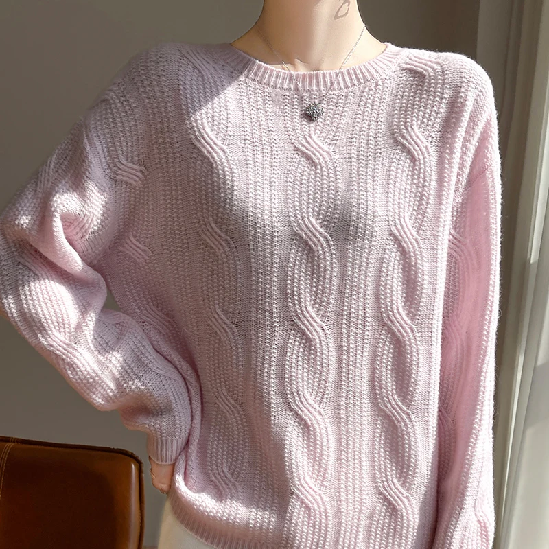 

Soft Luxury O-Neck Cashmere Sweater Women's 2025 Spring/Autumn New 100% Pure Wool Knit Round Neck Sweater Korean Loose Pullover