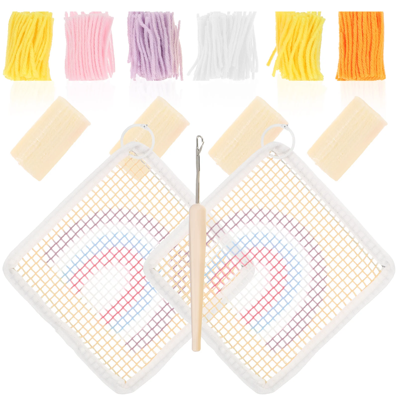

Coaster Kit DIY Embroidery Materials H made Polyester Fabric Cross Stitch Latch Hook Cup Mat Tools Sewing Supplies Accessories