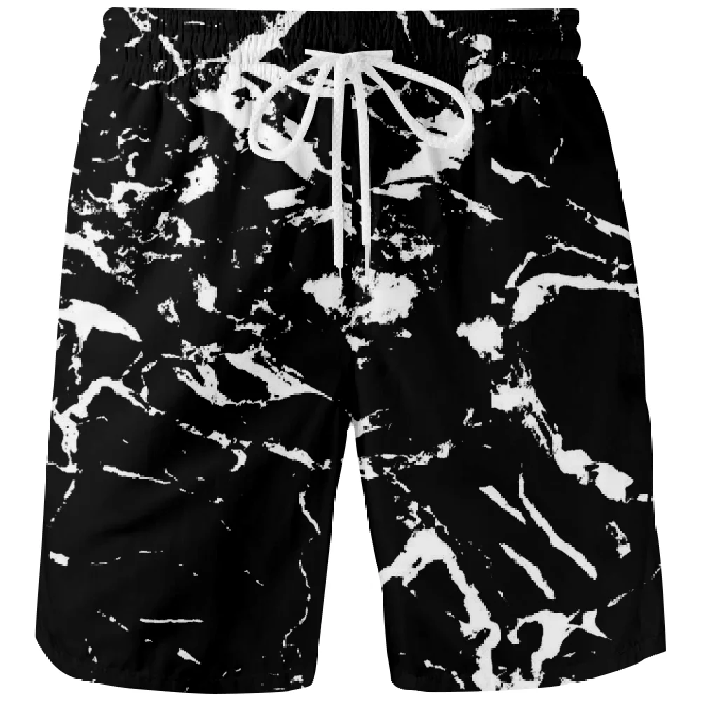 Men's Summer Shorts Swimsuits Surf Hawaiian Marbling Beach Swim Sports Pants Board Mesh Summer Men's Clothing