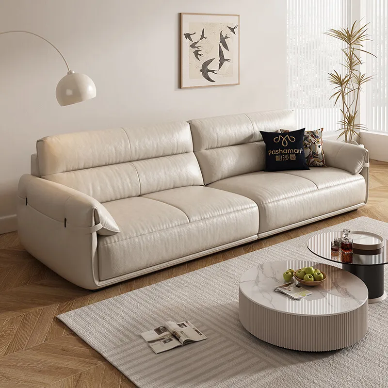 الجملة أثاث غرفة المعيشة الإيطالية الحديثة طقم أريكة رمادي جلد طبيعي أريكة الأريكة الحديثة