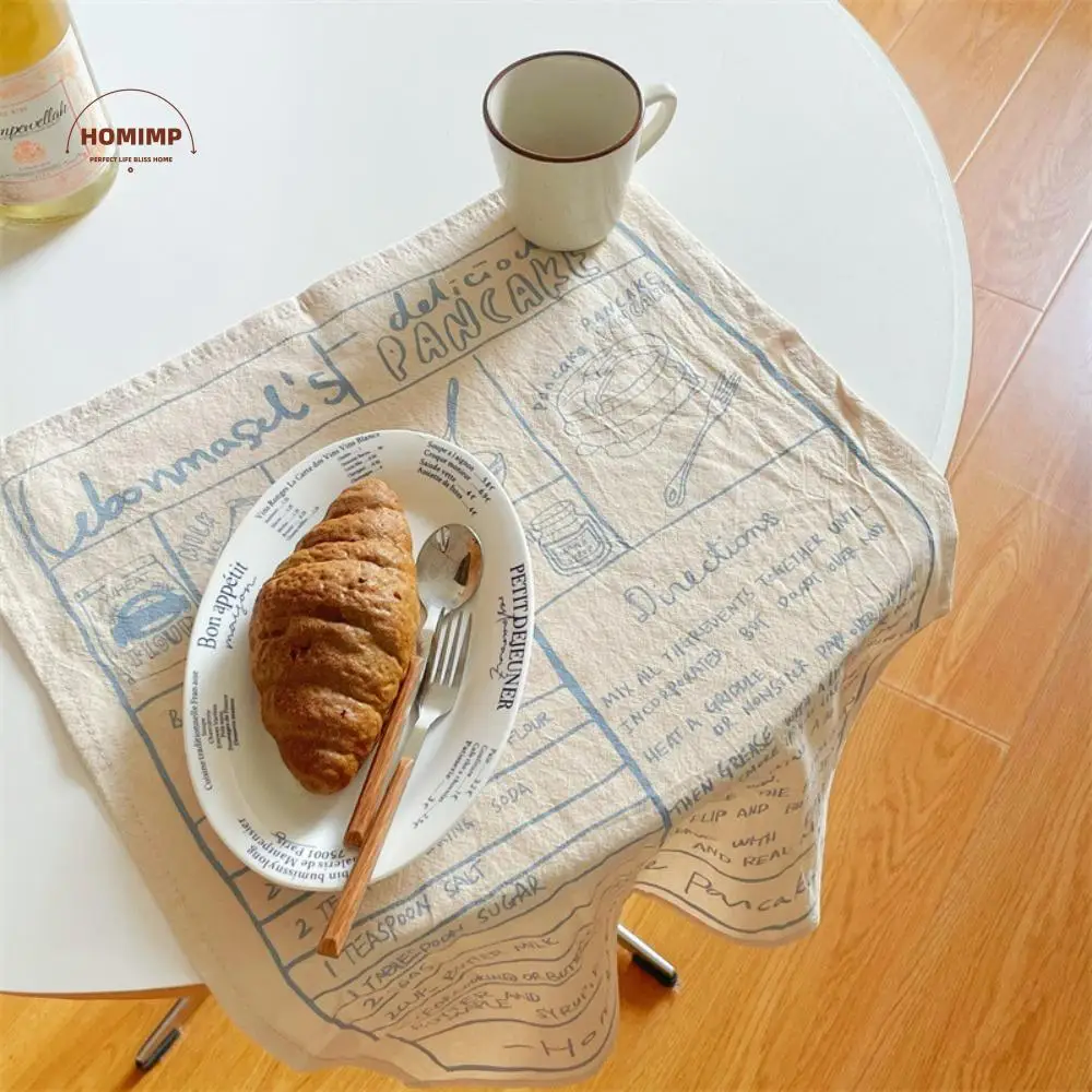 

Korean Style Table Napkin Cloth Vintage French Printing Kitchen Desktop Mat Cotton Chic Photo Background Cloth Party Decoration