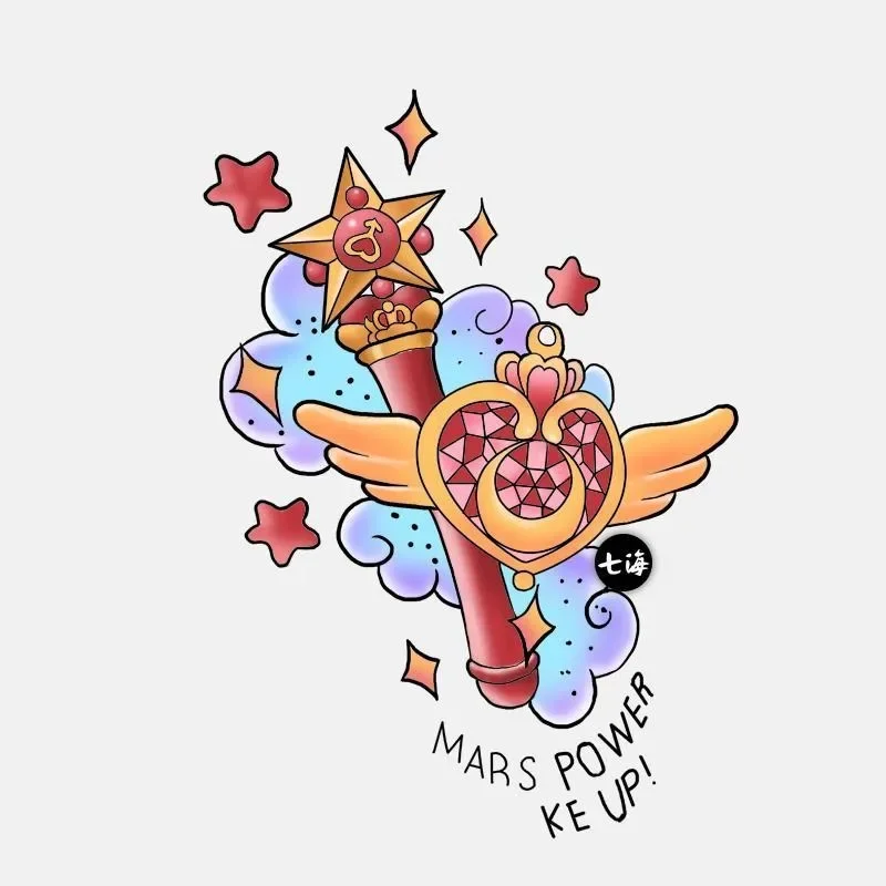 

Anime Temporary Tattoos Waterproof Fake Tattoo Sticker Maiden Magic Wand Cartoon Girl Arm Hand Tatoo Body Sticker