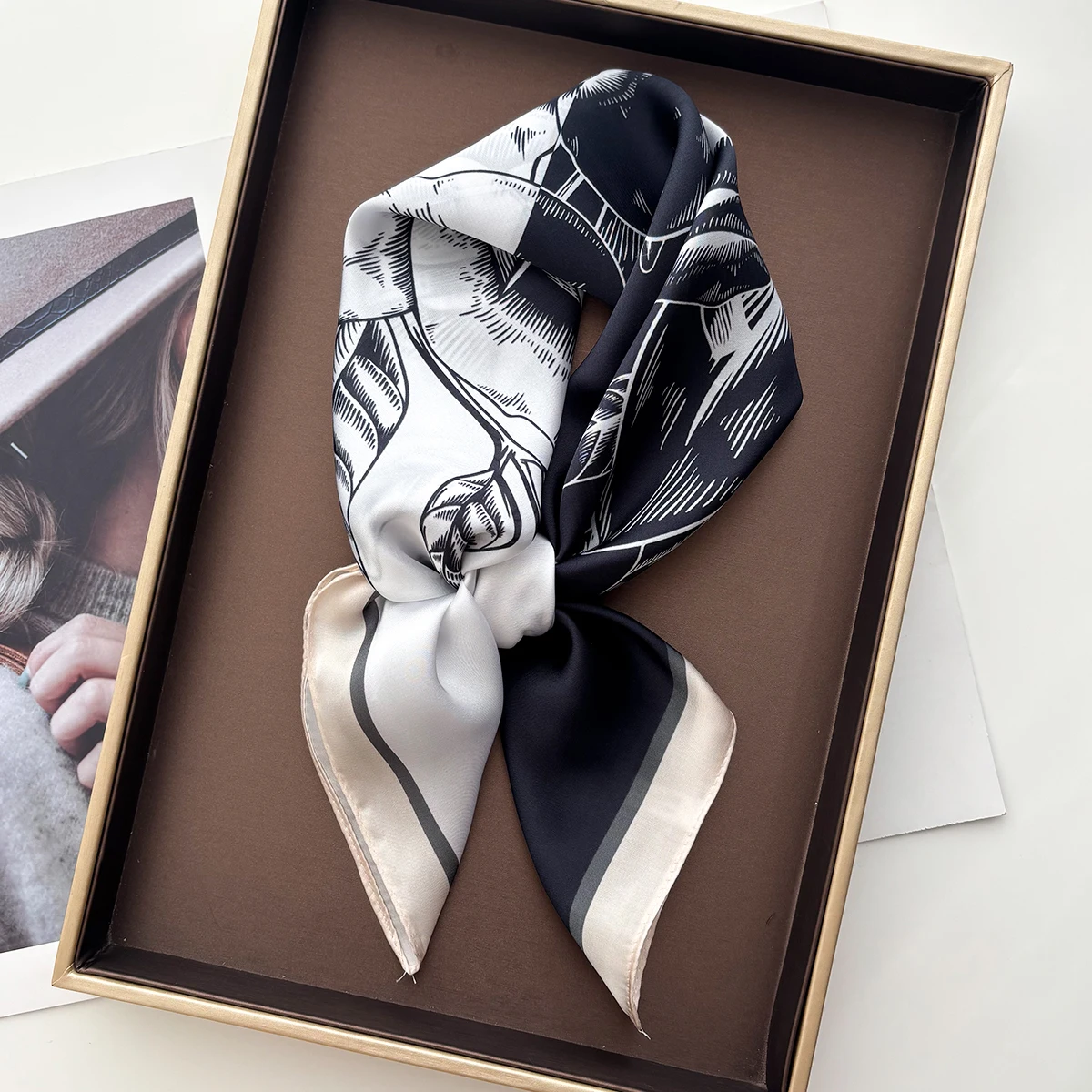 

Роскошный квадратный шарф для женщин, элегантный женский хиджаб, шейный платок, мягкие пятна, имитация шелка, шарфы с цветочным принтом, модная шаль