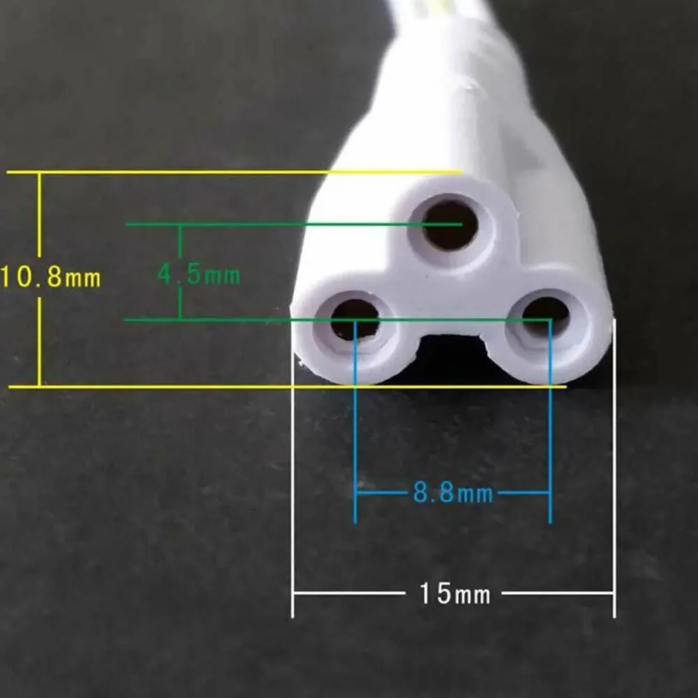 3Pin 30-200cm T8 / T5 Cable Wire Connector Flexiable Double End For LED Integrated Tube Light Cable & Connectors