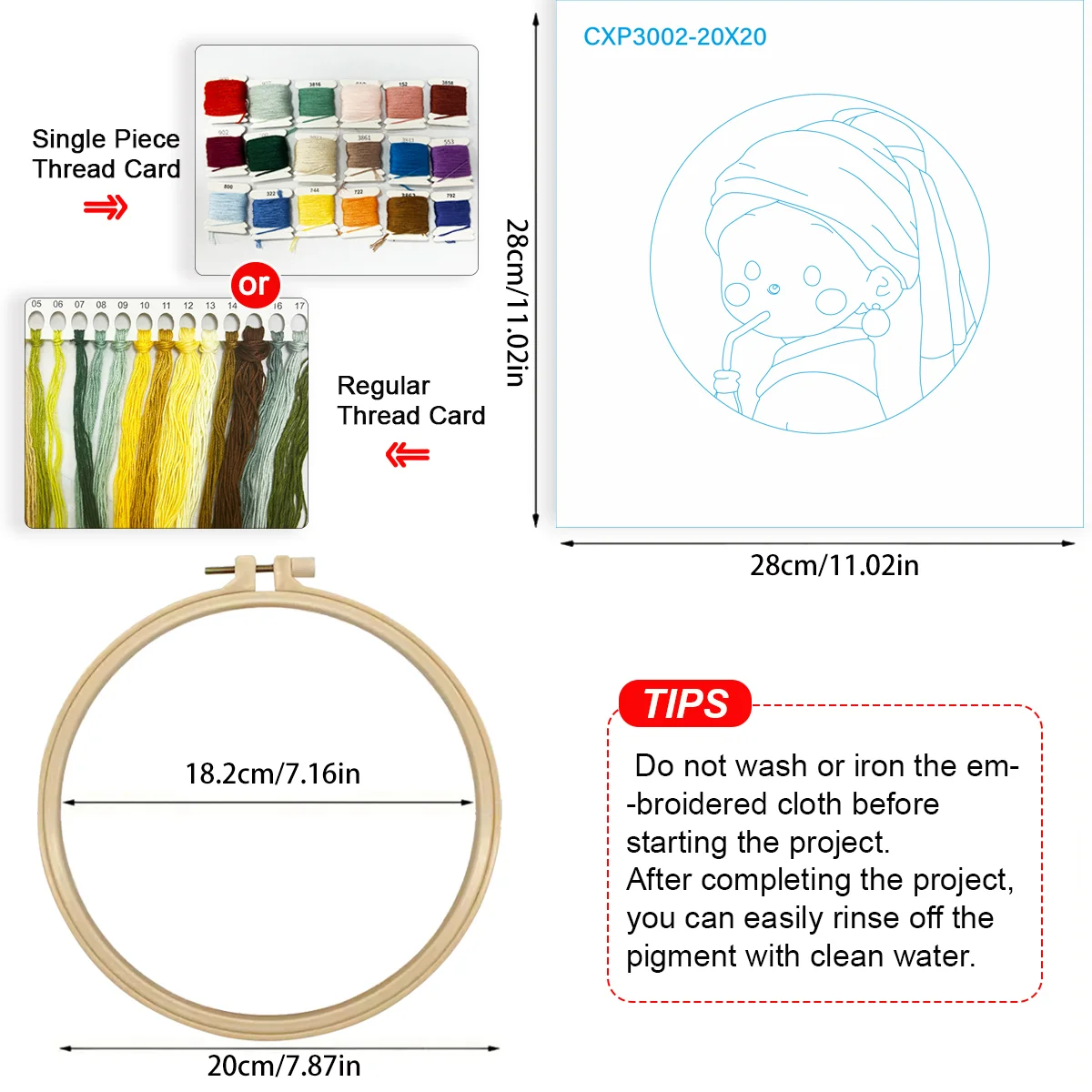 1 Stück 20X20CM/15X15CM 7,87/6,3 Zoll Perlen-Mädchen Stickerei Starter-Kit DIY-Kit DIY-Stickerei-Set Handarbeiten Nähkunst Nadelkunst – Detail 3