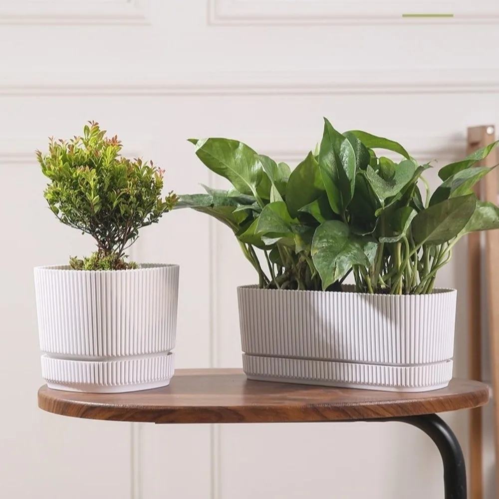 

Double Layer Self Watering Flower Pot with Drainage Hole Plastic Lazy Plant Pot Large Capacity Desktop Vase
