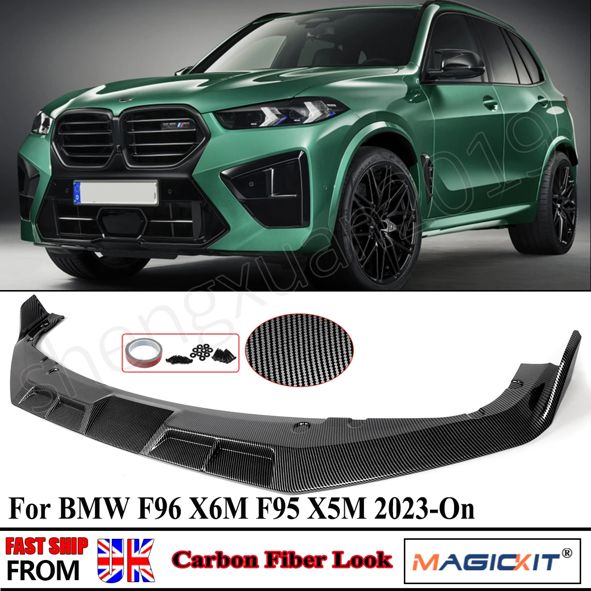 

For Bmw X5m F95 F96 X6m 2023 2024 Carbon Look Front Bumper Lip Spoiler M Performance Front Lip Splitter Car Accessories