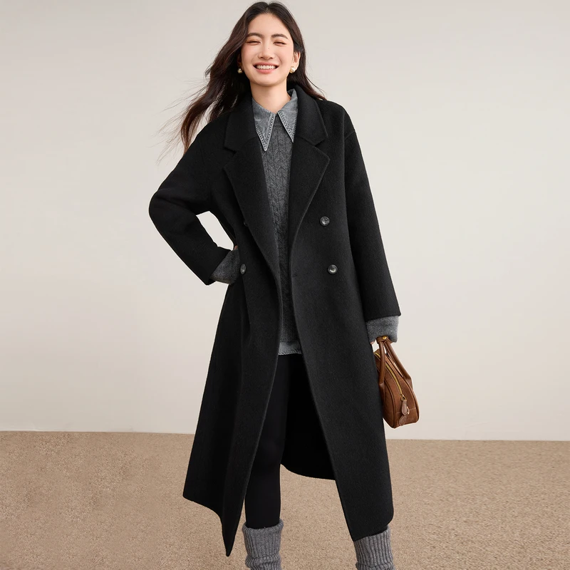 SENTUBILA Damen Wintermantel aus 100% Wolle, 2026, klassischer, eleganter Pendlerstil, doppelseitiger Überwurf, Damenbekleidung W54OA8780 – Detail 31