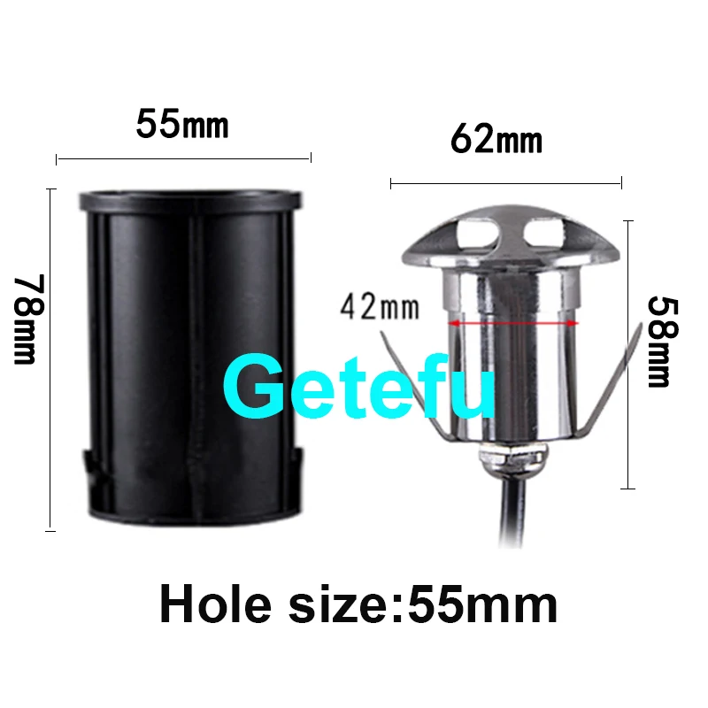 4 Stück 3W/5W LED Bodeneinbauleuchte IP67 DC12V Außen-Einbauleuchte 1/2/4-Seitenansicht Untergrundlampe Gehwegbeleuchtung AC110V 220V – Detail 4