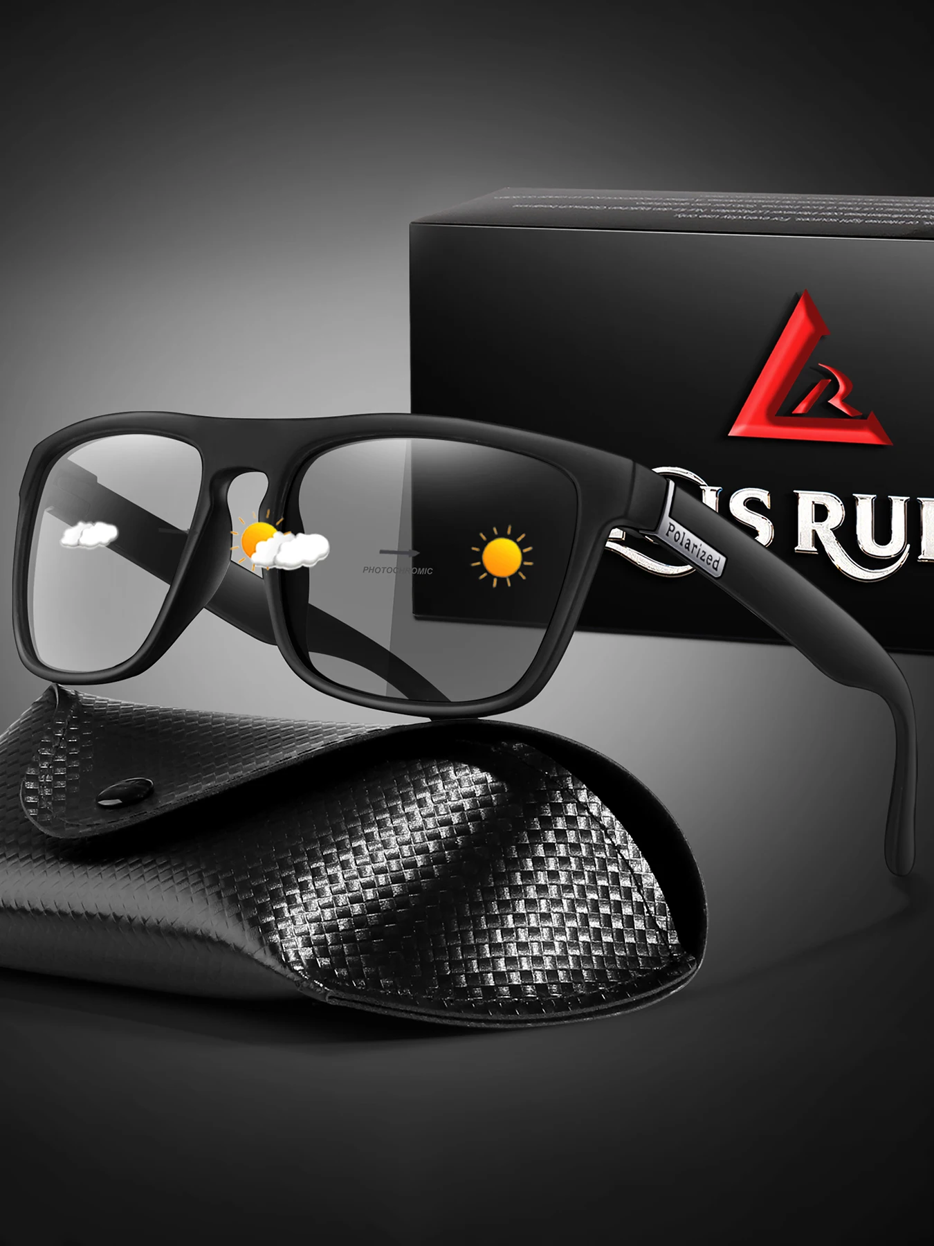 AliExpress LOISRUBY Photochromic Sunglasses With Case for Men and Women Square Glasses Outdoor Sports Motorcycle Cycling Running, Hiking , Baseball