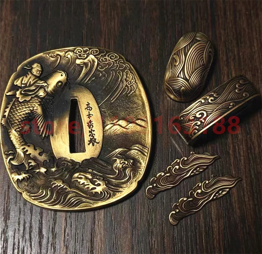 Copper Tsuba Handguard Guard Brass Fuchi Kashira Menuki For Japanese Real Japan Samurai Katana Sword Fittings Parts Accessory