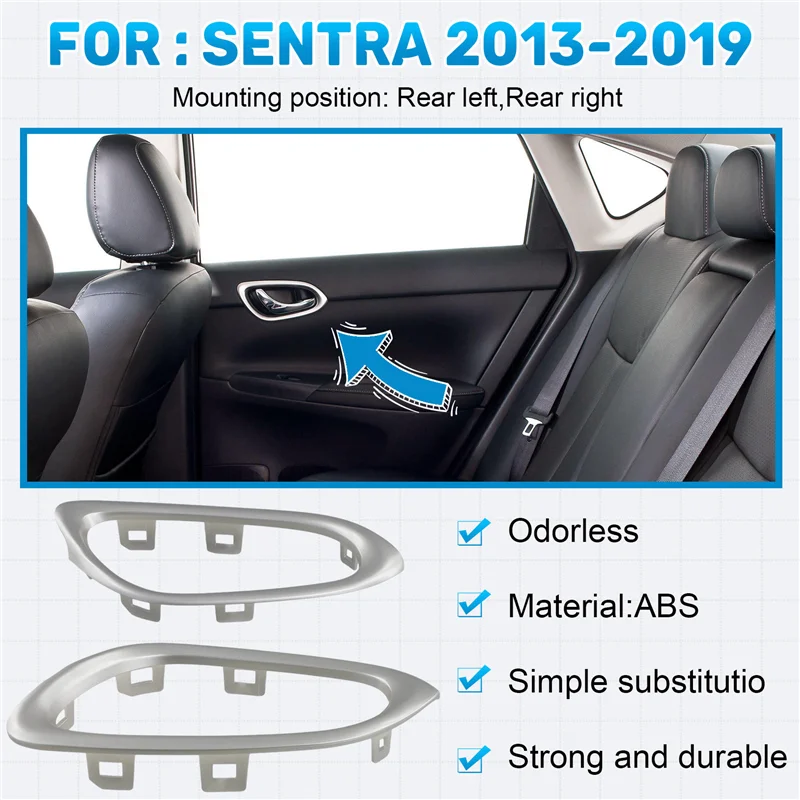 

NEW-Rear Left & Right Inside Interior Door Handle Trim Bezel For Nissan For Sentra 2013-2019 82683-3RA0A 82682-3RA0A