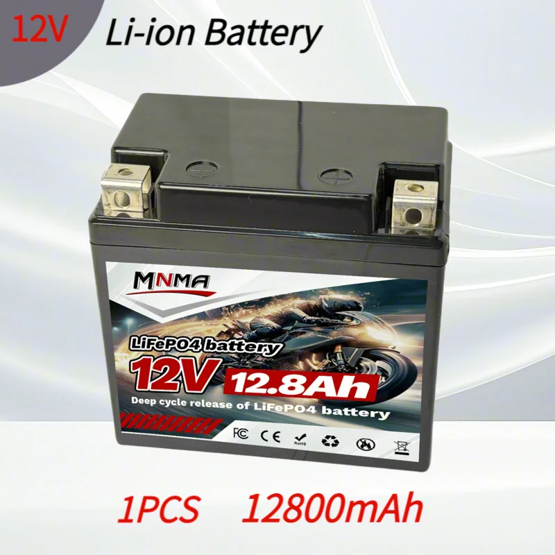 

Аккумулятор LiFePO4 12.8В 12.8Ач для мотоцикла/скутера со встроенной BMS, литиевая батарея с защитой от перенапряжения, для квадроциклов, CCA 200А-400А