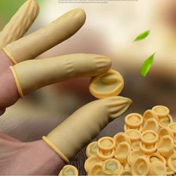 Vingerbedjes Antistatische Beige Industriële Wegwerp Latex Rubber Arbeidsbescherming Verdikte Stofvrije Vingerbedjes Middelgrote 100G 1 Pak