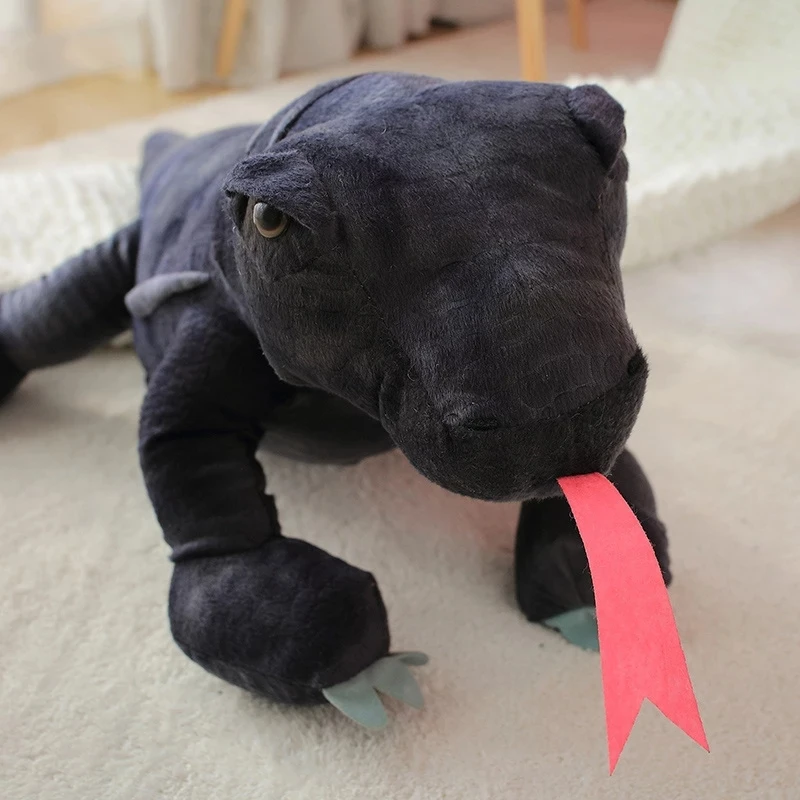 Giant Komodo Dragon Doll Toy Like Real Stuffed Walking Black Plush Animal Red Tongue Boys Gift 39inch 100cm DY10059