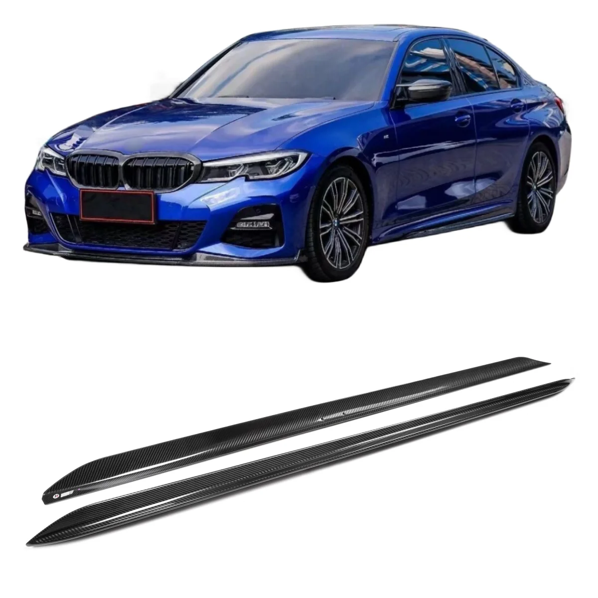 MP Style Carbon Black Side Skirts Carbon Fiber Car Accessories Side Bumper For BMW 3 Series G20 2019+