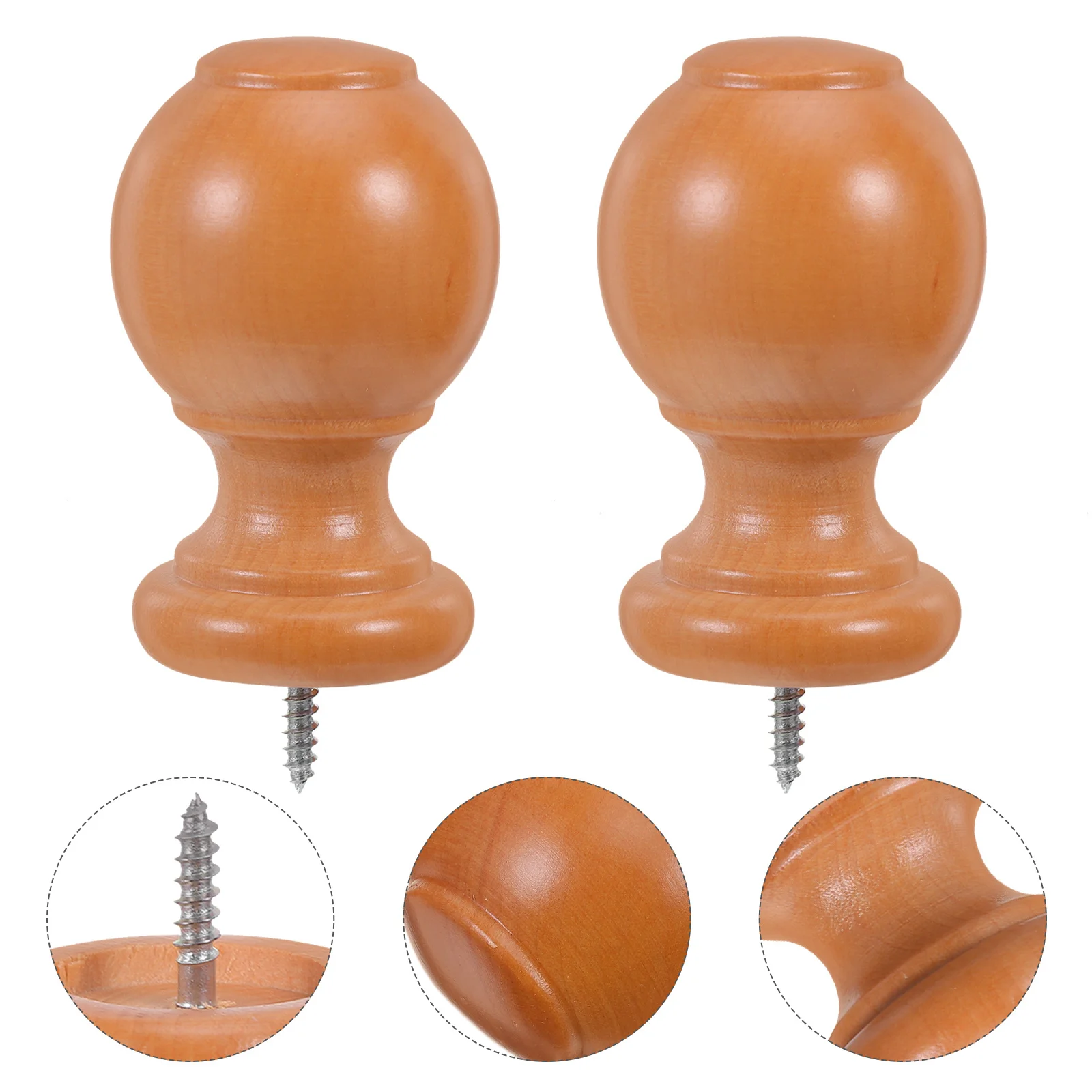 

2Pcs Roman Curtain Rod Finials Wood Oak 29Mm Drapery Rod End Caps Window Treatment Accessories Roman Rods Ends