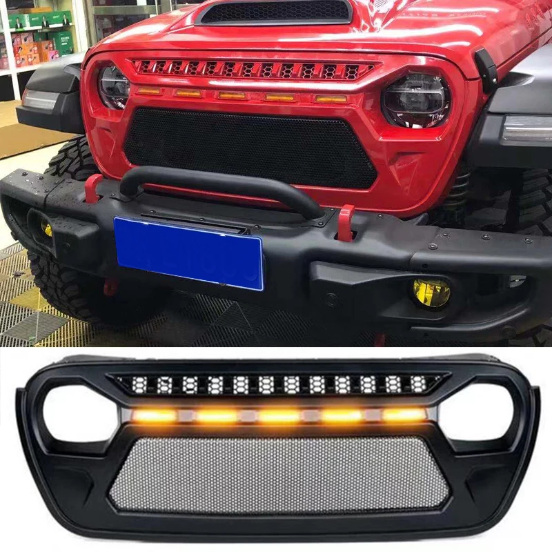 Front Grill For JEEP WRANGLER JL Accessories 4x4 Offroad Grille With Light Factory Exterior Parts