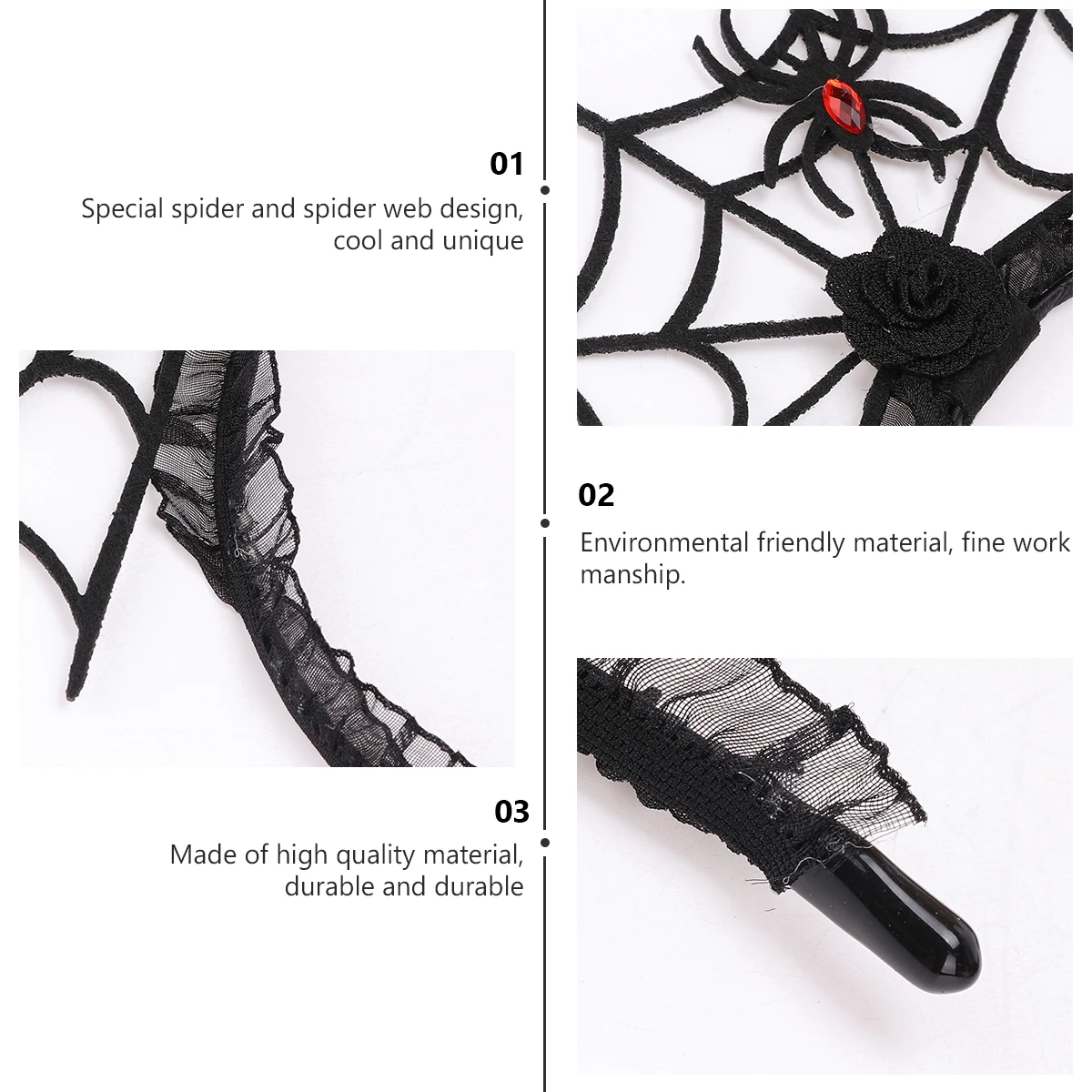 

2 Pcs Web Headb Hairb Spider Headpiece Performance Props Headpiece Decoration Accessories Lace Props Halloween Party
