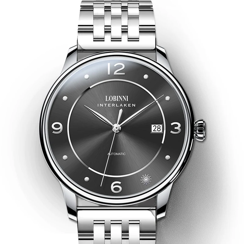 LOBINNI Men Automatic Watch 40MM Top Luxury Brand Mechanical Wristwatch 5ATM Waterproof Sapphire Mirror Butterfly Clasp