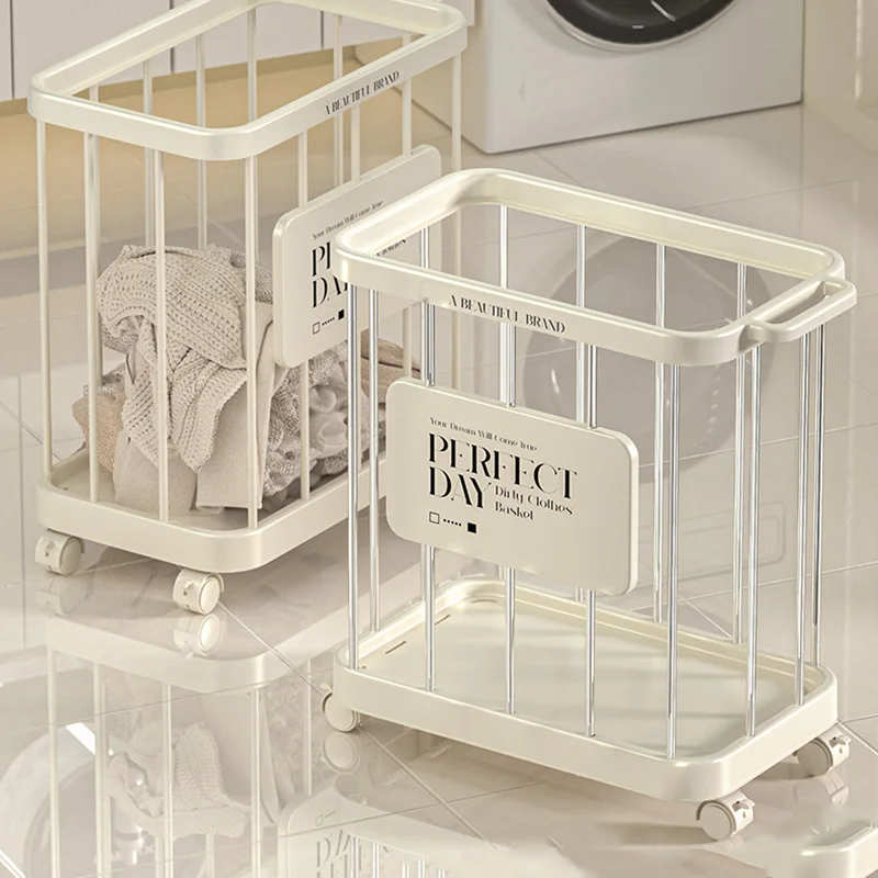 Multi-function Movable Clothes Storage Basket with Wheel Household storage Rack laundry Holder Bathroom Dirty Clothes Organizer