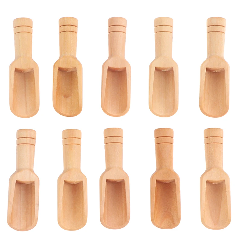 10PCS Mini Wooden Spoon Round HandleTeaspoon Salt Shovel Milk Powder Scoops Condiment Spoons Coffee Tea Sugar Spoon Hot Sale