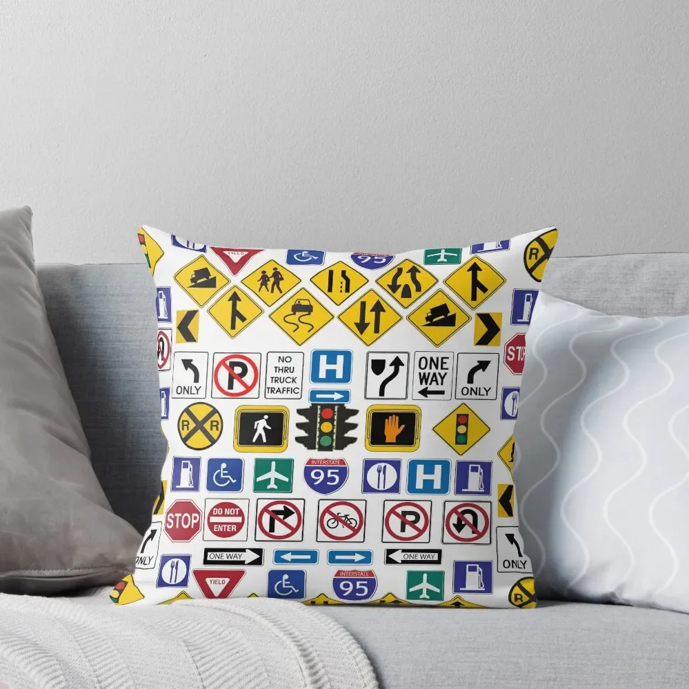 

Road Signs, Regulations Signs Throw Pillow Christmas Cushion For Home Cushions Home Decor Couch Pillows