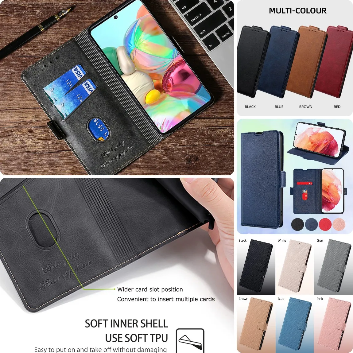Capa de couro para celular ASUS ZB601KL ZB631KL, capa carteira Zenfone 8 9 10, capa flip simples, acessórios de luxo para celular