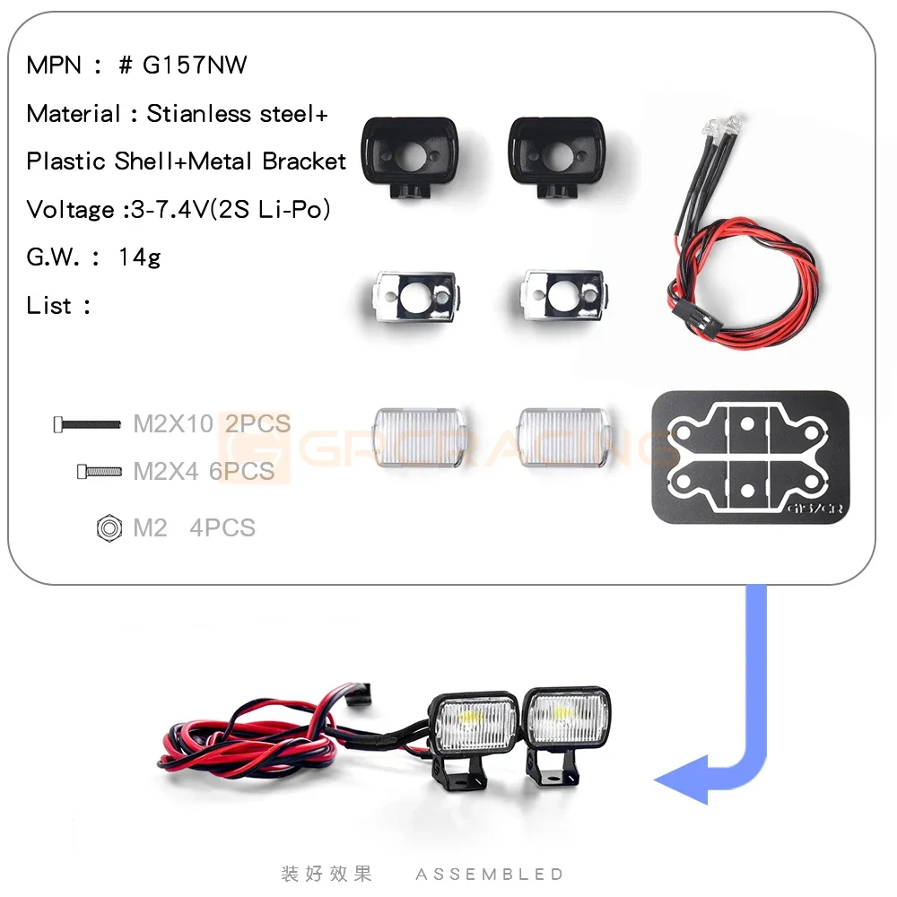 CGRC 1 Set LED-Scheinwerfer für 1/10 RC Crawler Car Traxxas TRX4 Defender Bronco TRX6 G63 AXIAL SCX10 RC4WD D90 Teile