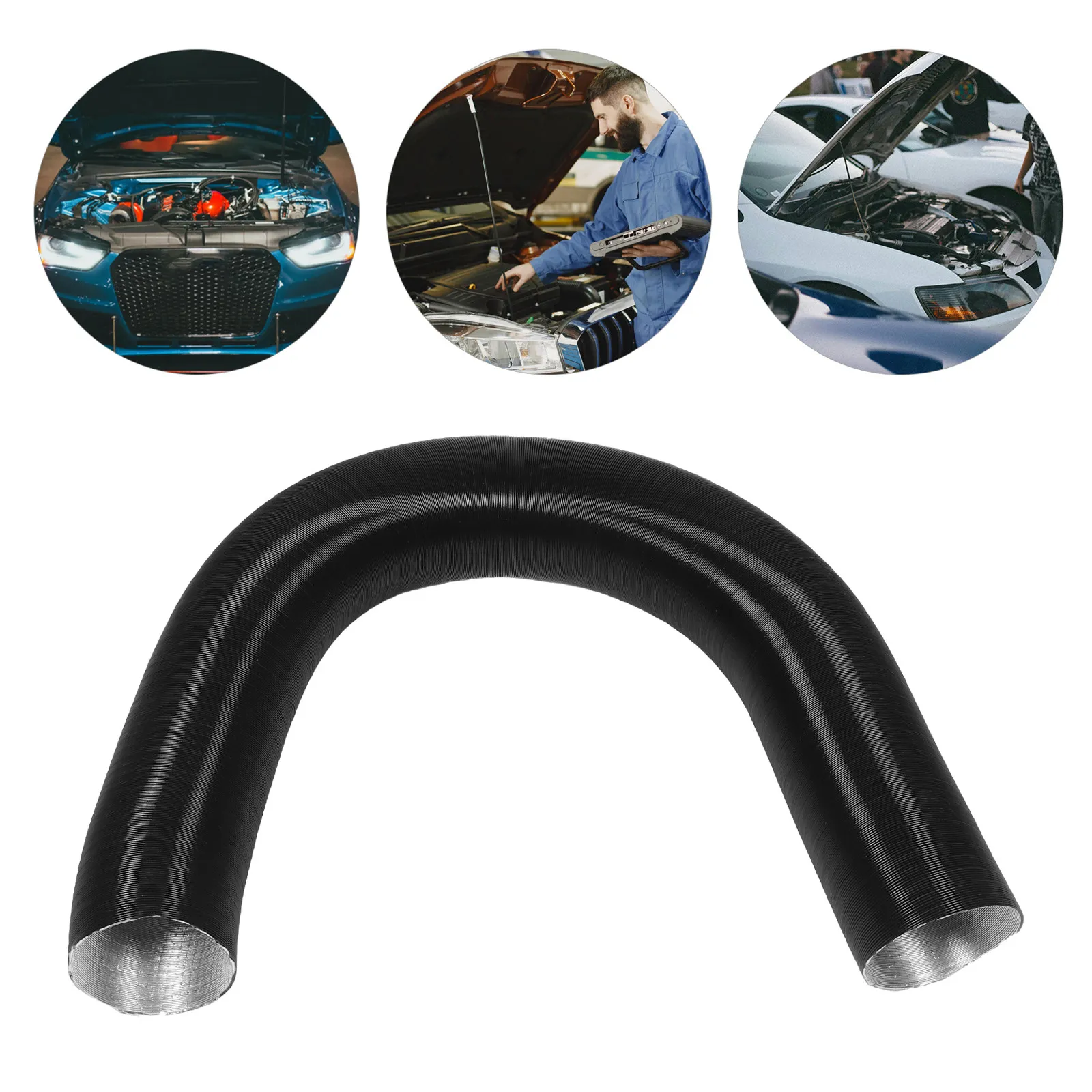 

Aluminum Flexible Heater Pipe Duct Black Heat Resistant Universal Car Parking Heater Exhaust Vent Hose Ducting Pipe Accessories