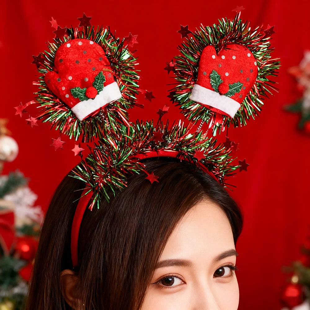 عيد الميلاد زي إكسسوارات الشعر الكرتون ثلج شجرة عيد الميلاد الأيائل رباطات 2025 زينة حفلة عيد الميلاد عصابات الشعر