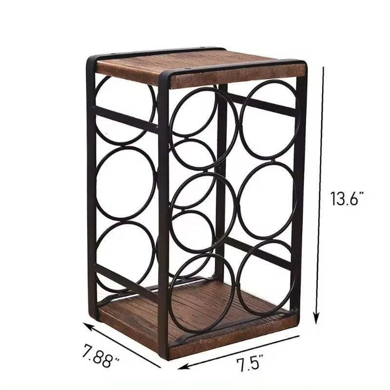 No Need Assembly Rustic  Wood Countertop 6 Bottles Wine Rack