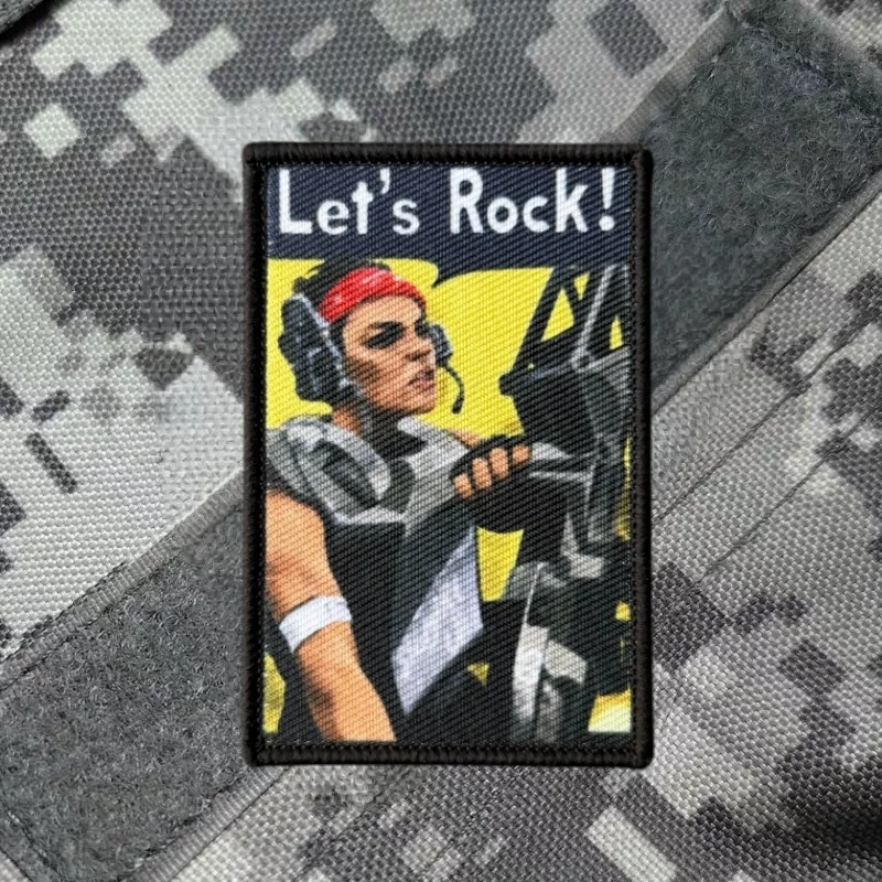 Parche táctico Let's Rock – Insignia velcro para mochila y ropa - imagen 3