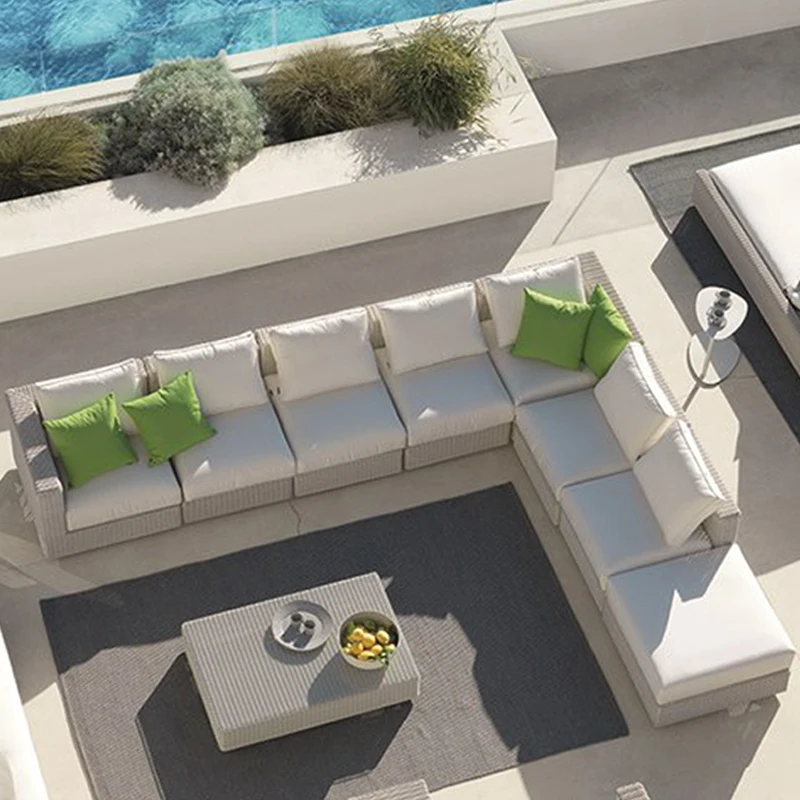 Patio terrace, villa balcony, outdoor garden, rattan chairs, coffee table, furniture combination, waterproof and sunscreen