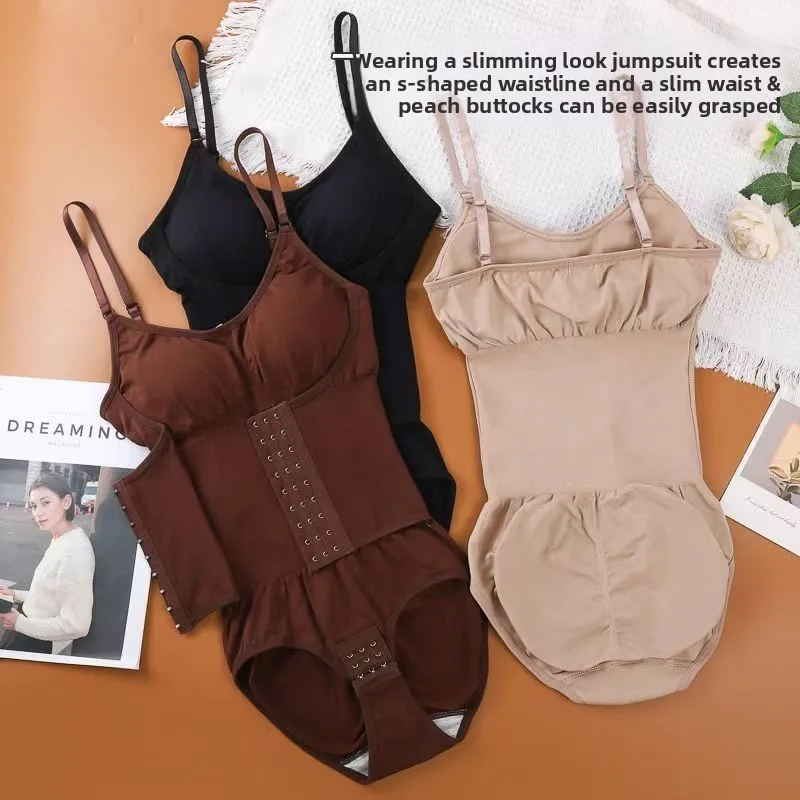 بدلة للجسم بدون خياطة مع زر إغلاق، نسخة محسنة، قميص قصير من قطعة واحدة، تشكيل الجسم للتحكم في البطن، حزام الخصر