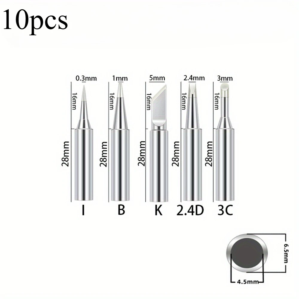 10pcs Soldering Iron Tips Set - 900M Pure Copper Heads For Maximum Performance & Durability! view 4