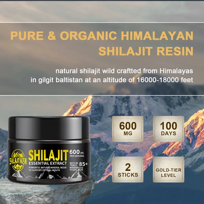 600mg Natural High Purity Himalayan Shilajit Mineral Supplements with 85+ Trace Minerals & Fulvic Acid for Man Energy Stamina