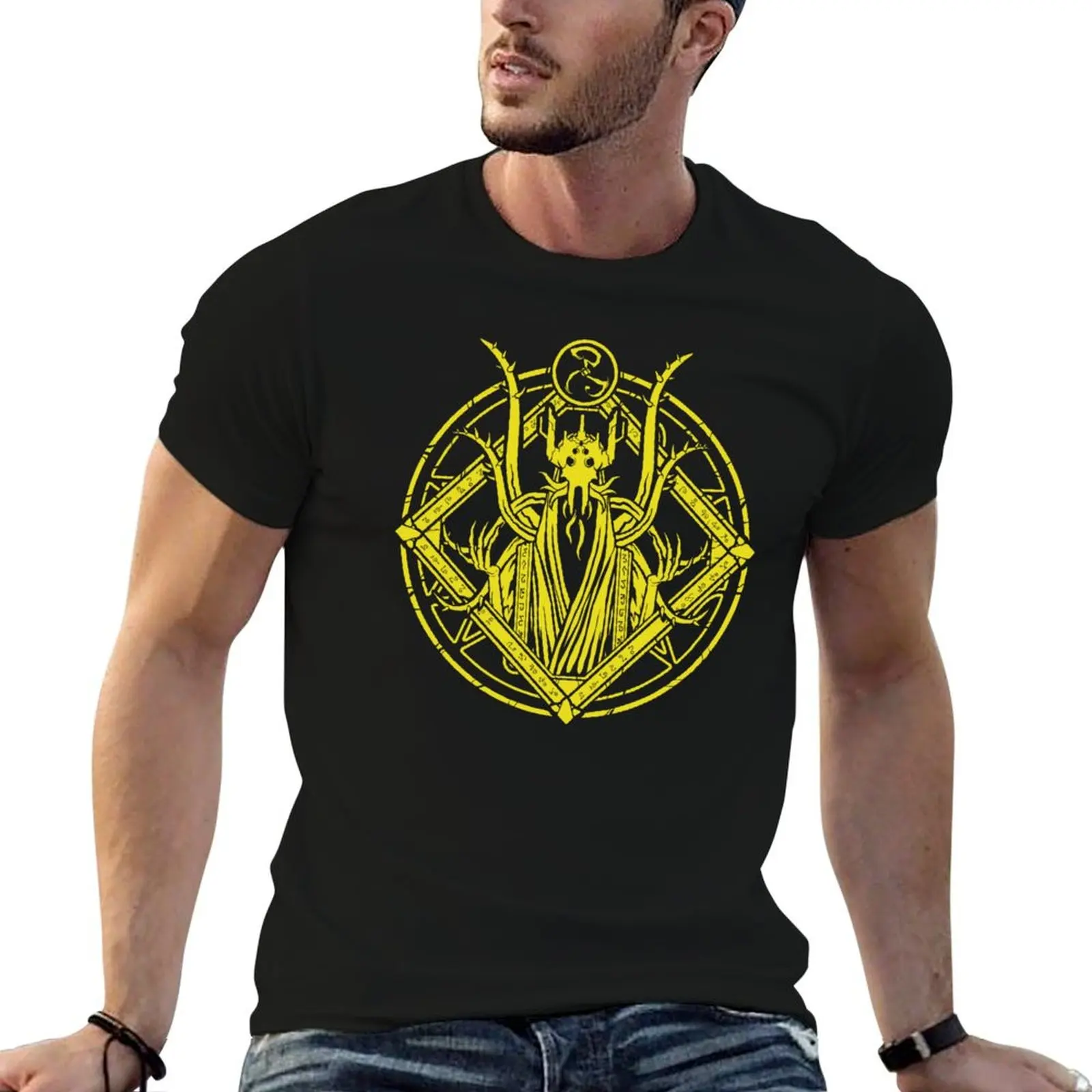 

The King in Yellow - Hastur - Circle design T-Shirt mens graphic t shirts anime tshirt cotton tshirt 100% T-Shirt