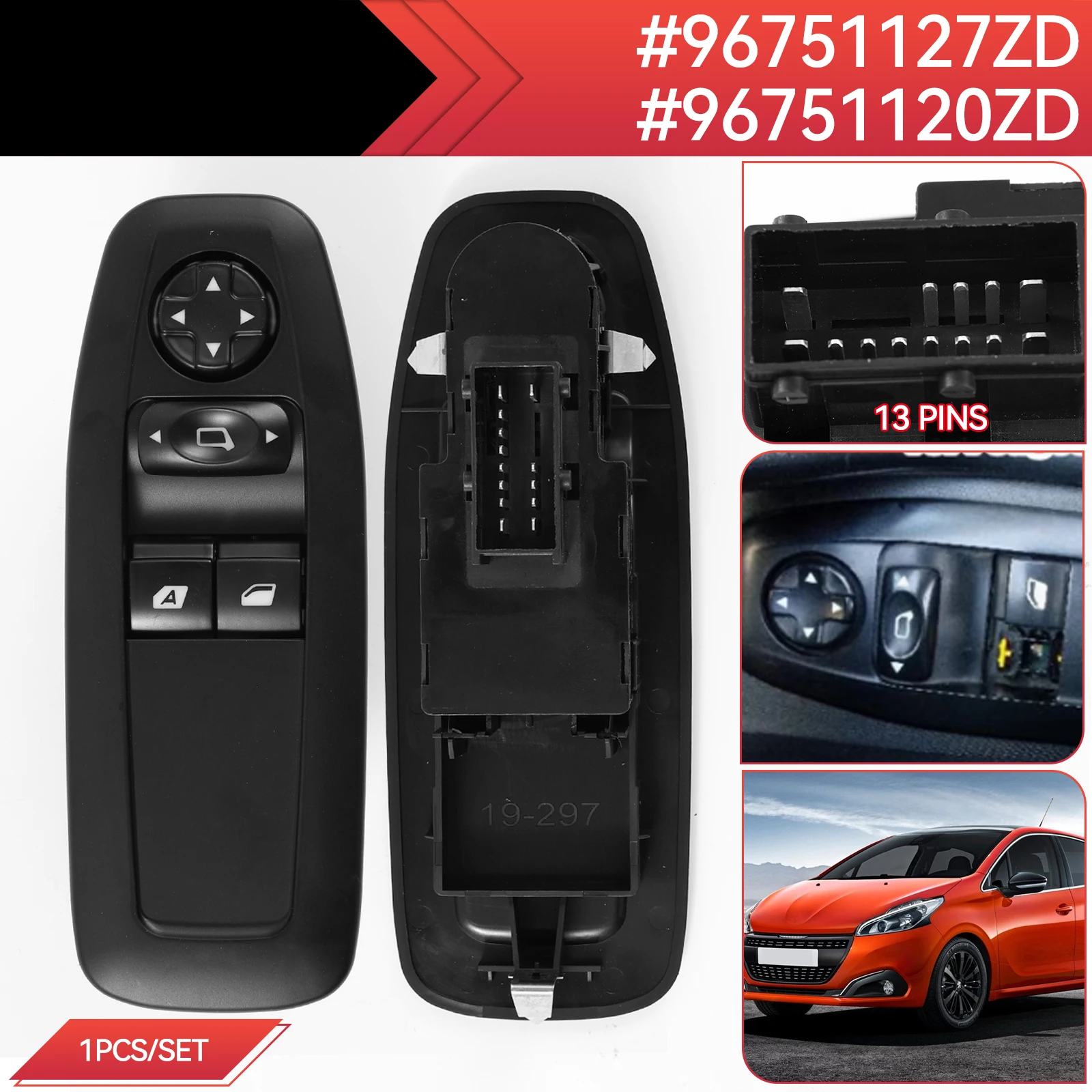 

Window Glass Lifter Control Master Switch Panel Without Folding Fits For Peugeot 208 2008 3008 5008 2018 96751127ZD 96751120ZD