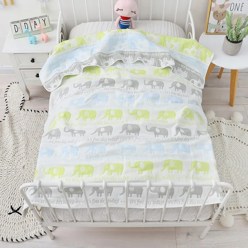 New 6 Layer 100% Cotton Gauze Adult Blankets Baby Muslin Swaddle for Newborn Soft Breathable Small Quilt Knee Blanket Bath Towel