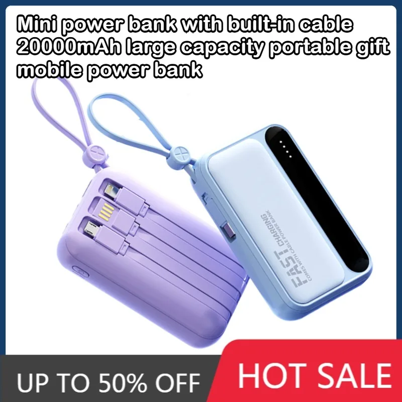 

Встроенный 4-проводной внешний аккумулятор 4-в-1 емкостью 50000 мАч с интеллектуальным цифровым дисплеем, легкий и портативный, для Samsung и Xiaomi