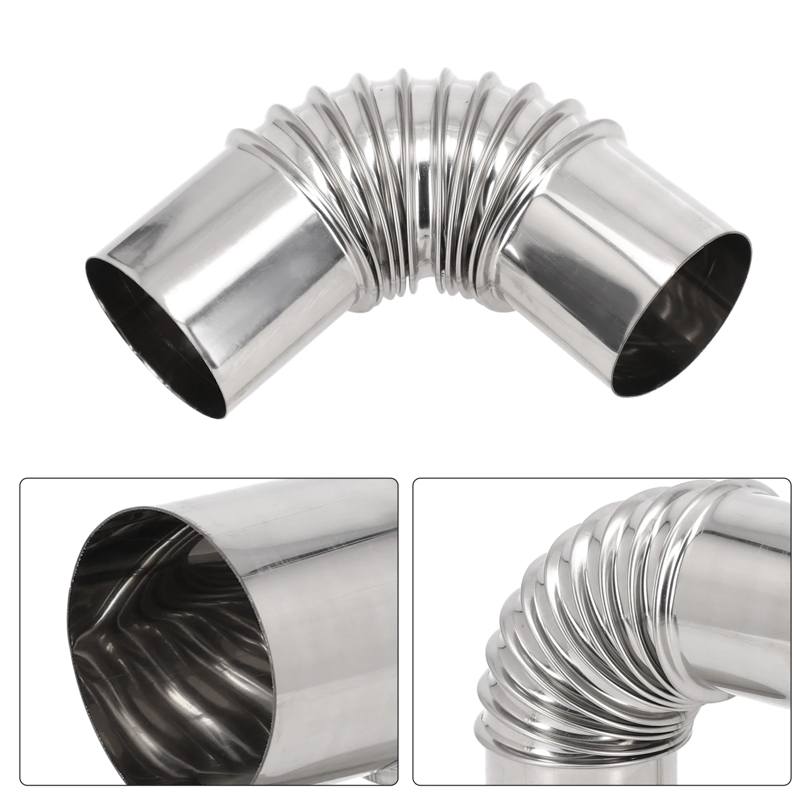 Stainless Steel 90 Degree Elbow Chimney Liner Bend 90° Multi Flue Stove Pipe Home Improvement 50mm, 60mm, 70mm, 80mm, 90mm 100mm