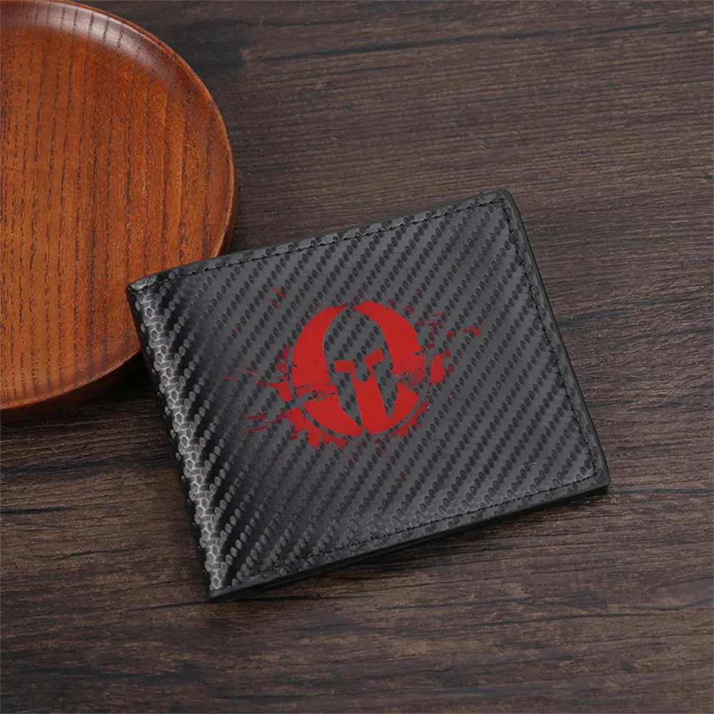 Spartan helmet inside circle red Men's Wallets Simple Business Modern Stylish Printing Design Gifts For Father Boyfriend Christm