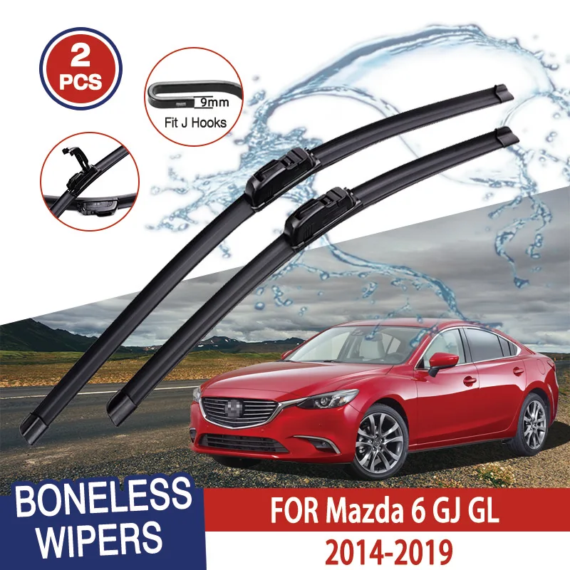 

For Mazda 6 GJ GL 2014-2019 Car Windshield Wiper U-type Soft Rubber Frameless Bracketless HD Car Wipers 24"+18"