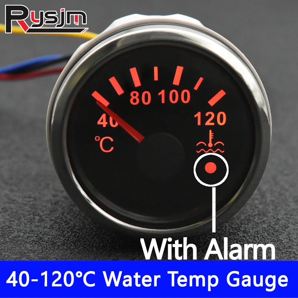 

52mm Digital Water Temperature Gauge Thermometer Water Temp Meter Red/7 Colors Backlight 40~120 Celsius For Marine Boat 9-32V