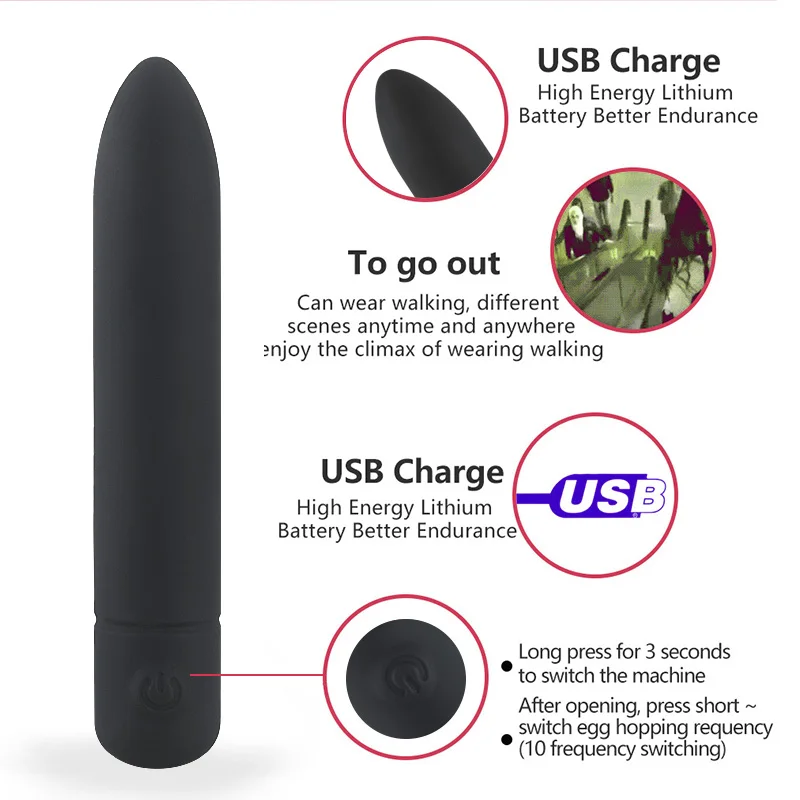 Elastomer USB Charge Powerful Bullet Vibrator Dildo Sex Toys for Women Anal Clitoral Stimulator Erotic vibrator Adult Toy 18