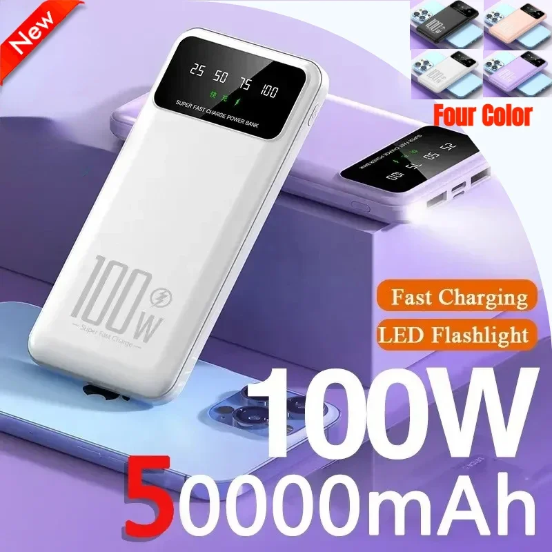 

100W Power Bank 50000mAh Super Fast Charging for Huawei Samsung Portable External Battery Charger for iPhone Xiaomi Powerbank