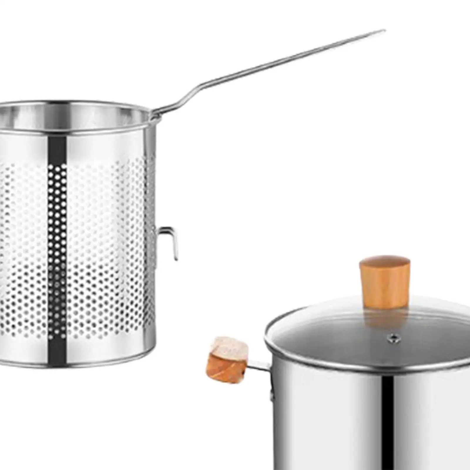 Frigideira de aço inoxidável mini fritadeira cesta kit cozinha frigideira para casa restaurante